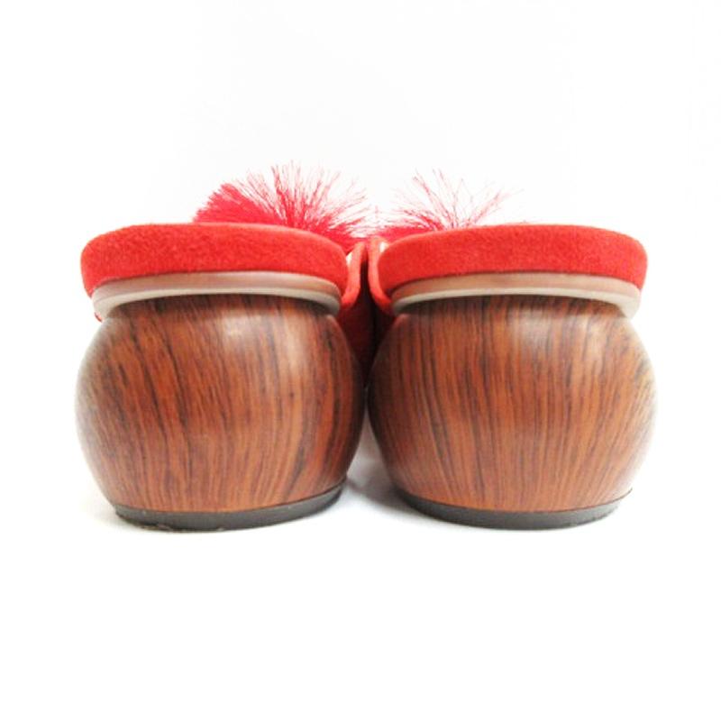 新品未使用グレースコンチネンタル ポンポンミュールレッド