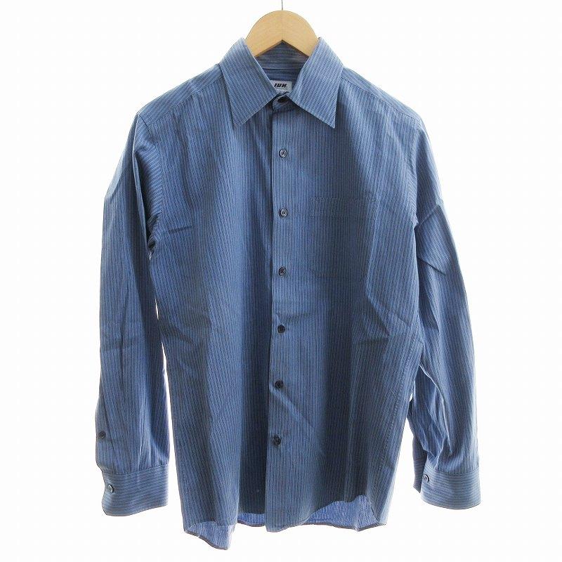 ジュンメン JUN MEN ストライプ シャツ ボタンダウン フォーマル M 青 
