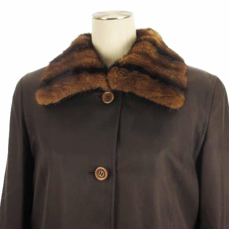 LEONARD レオナール FASHION ミンクファー シルク ロング コート  