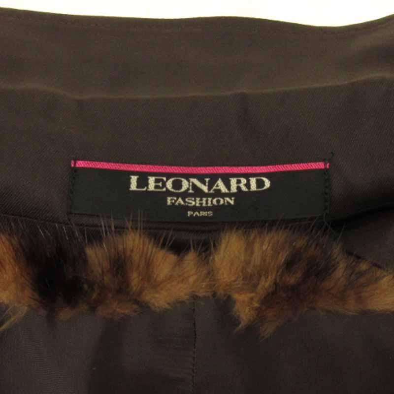 LEONARD レオナール FASHION ミンクファー シルク ロング コート  