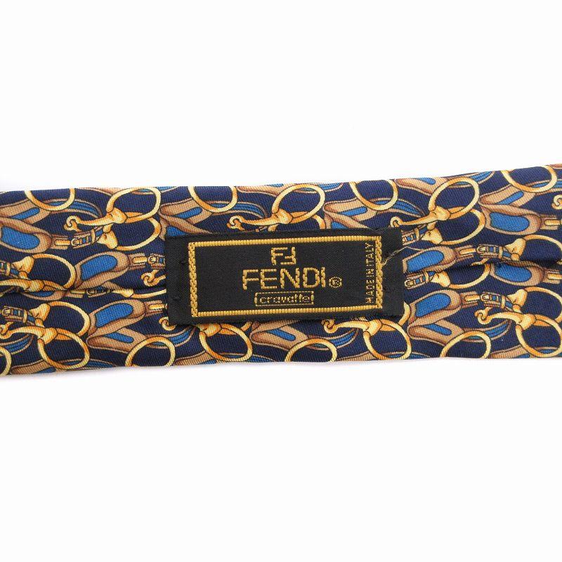 フェンディ FENDI ネクタイ 総柄 絹 シルク 紺 ネイビー /UM □GY01 