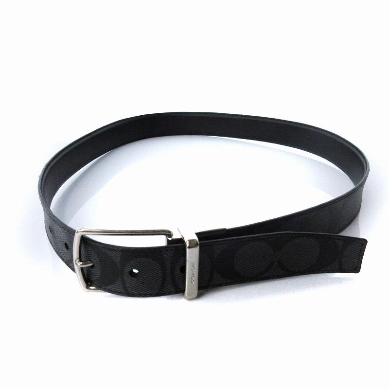 COACH（コーチ） リバーシブル ベルト シグネチャー レザー 黒