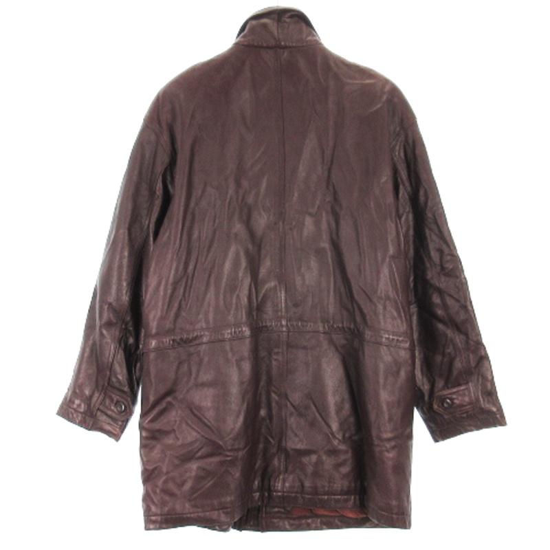 DULWIJE ラムレザージャケット 中綿 ジップアップ ブラウン M □GY99