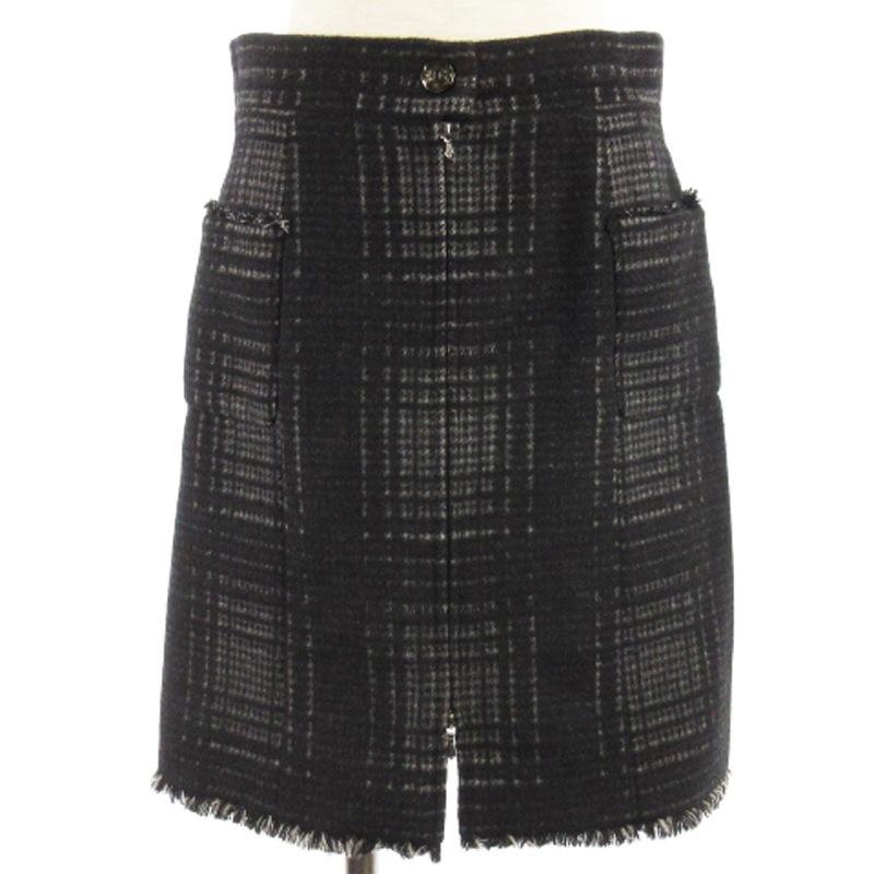 シャネル ココボタン 裏地チェック柄 スパンコール センタージップ