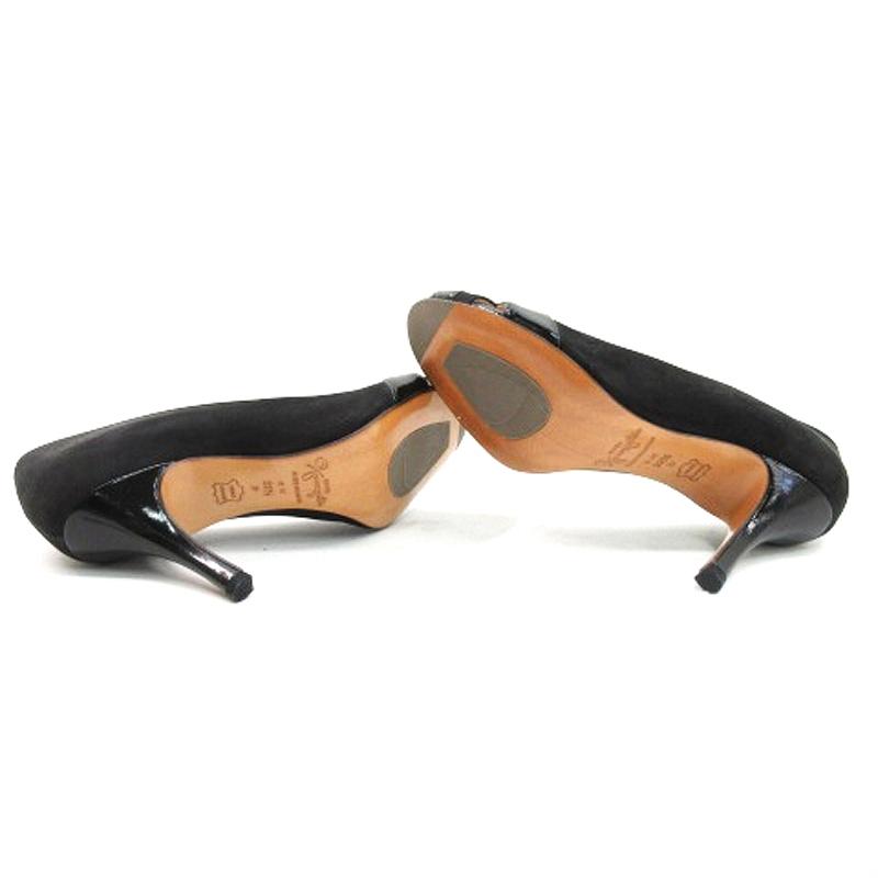 銀座かねまつ パンプス ラウンドトゥ ハイヒール パンチング 25.5