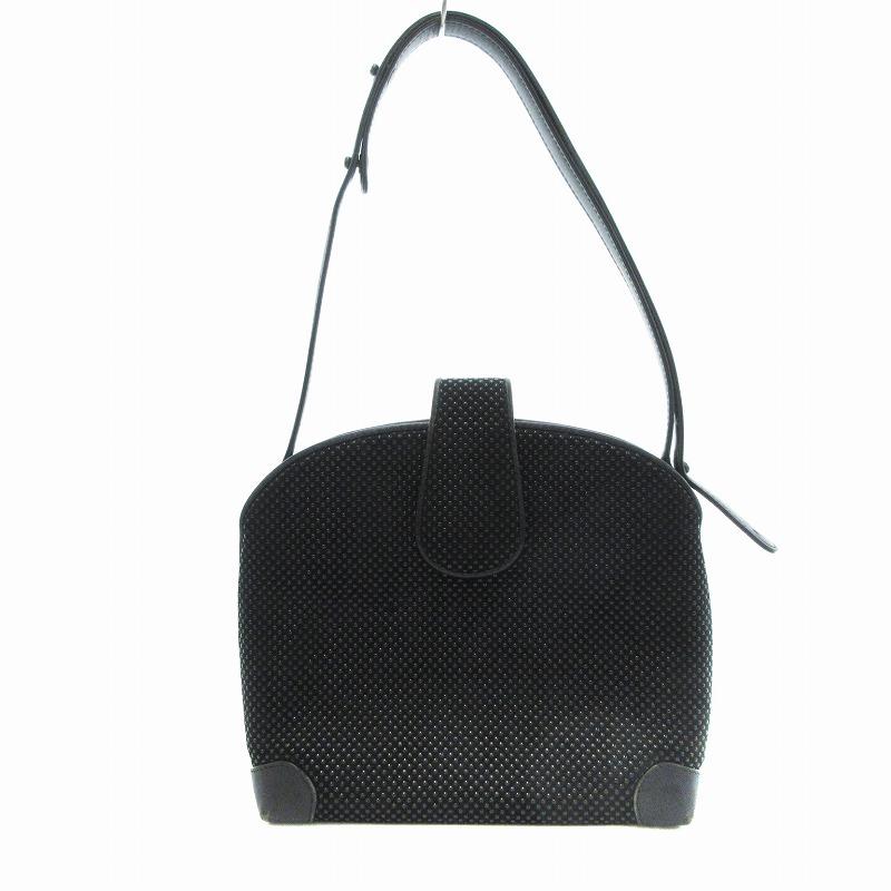 印傳屋 INDEN‐YA INDENYA ワンショルダー バッグ フラップ開閉 黒 /JS  