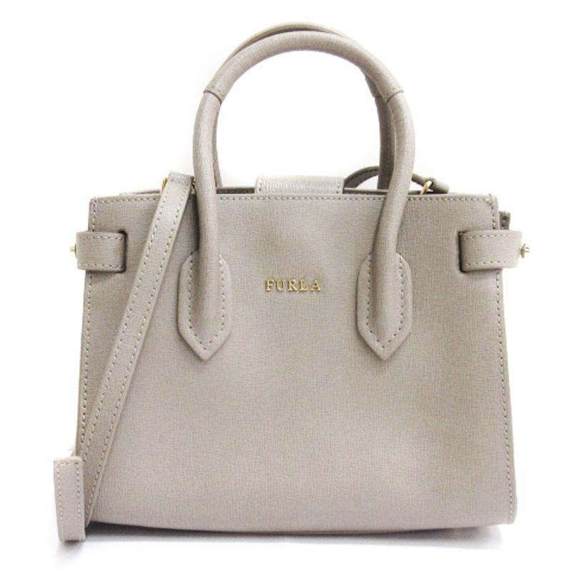 FURLA フルラ 2WAY ハンドバッグ ショルダーバッグ レザー グレー  