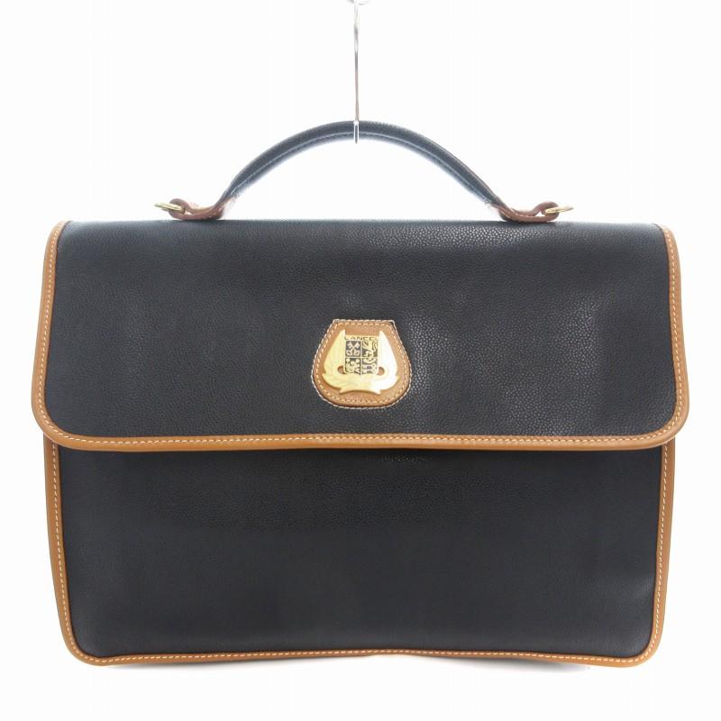 LANCEL ビジネスバッグ 黒と茶色 レザー ランセル LANCEL ブリーフ