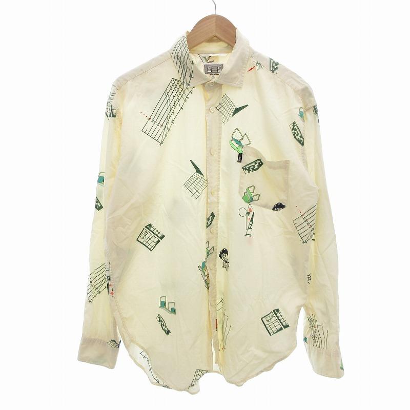 c.e cavempt シーイー シャツ casual shirts XL シーイー C.E CAVEMPT シャツ カジュアル 総柄 長袖 アイボリー XL /FF