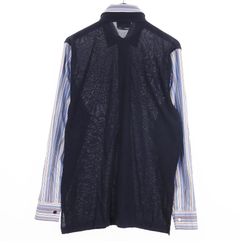 HERMES（エルメス） ニット切替 シャツ 長袖 ストライプ セリエボタン