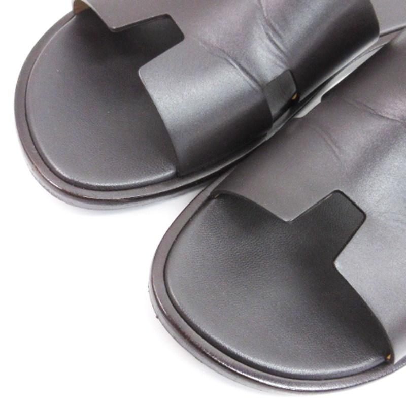 HERMES エルメス イズミール サンダル Hロゴ レザー ブラウン 40 25cm  