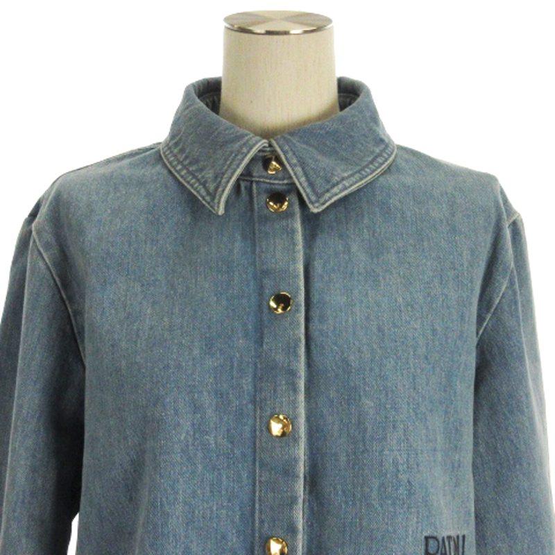 パトゥ PATOU カットアウト クロップド デニム ジャケット ロゴ 刺繍