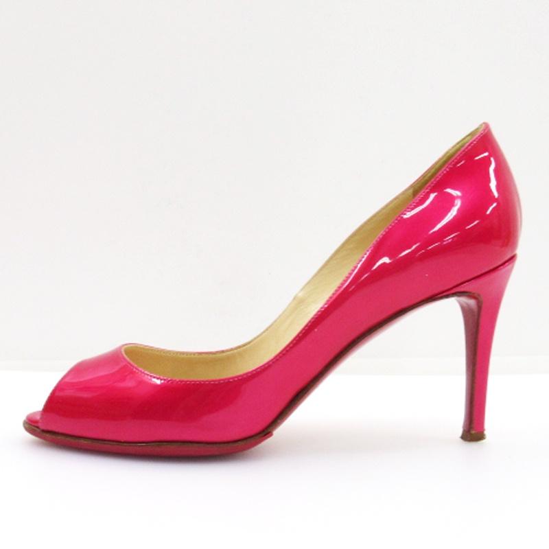 Christian Louboutin オープントゥエナメルハイヒールパンプス