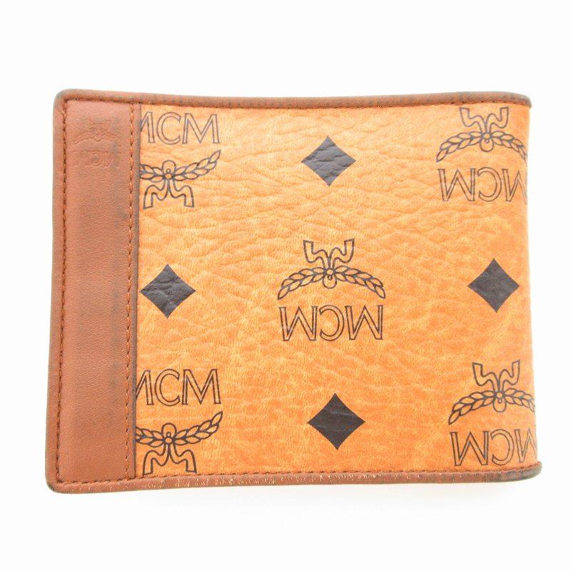 [美品]MCM エムシーエム モノグラム ヴィセトス柄 レザー 二つ折り 財布 エムシーエム MCM 二つ折り財布 札入れ ヴィセトス柄 茶
