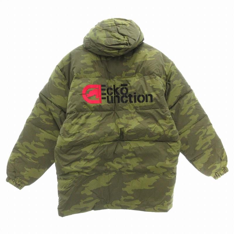 FIRST DOWN リバーシブル ダウンジャケット 黒 オレンジ M 刺繍