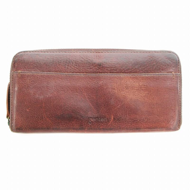 ゲンテン genten 長財布 ウォレット ラウンドファスナー レザー 茶