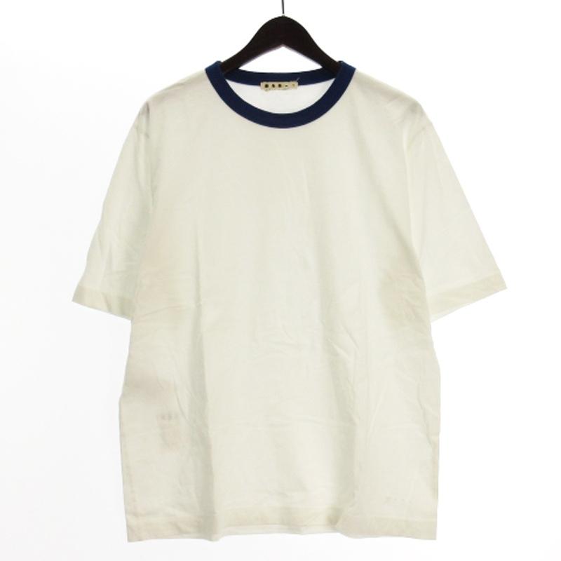 MARNI マルニ リブカラー Tシャツ カットソー 半袖 ロゴ 刺繍  