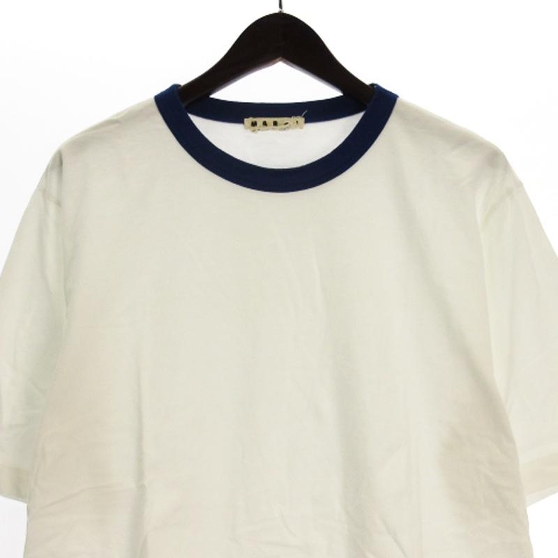 MARNI マルニ リブカラー Tシャツ カットソー 半袖 ロゴ 刺繍  