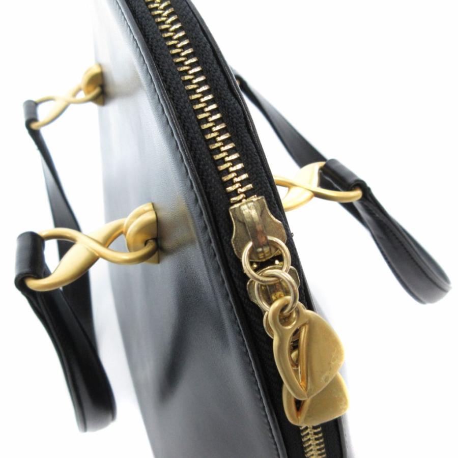 ウンガロ UNGARO ハンドバッグ ロゴ レザー 黒 ブラック /FT □GY99