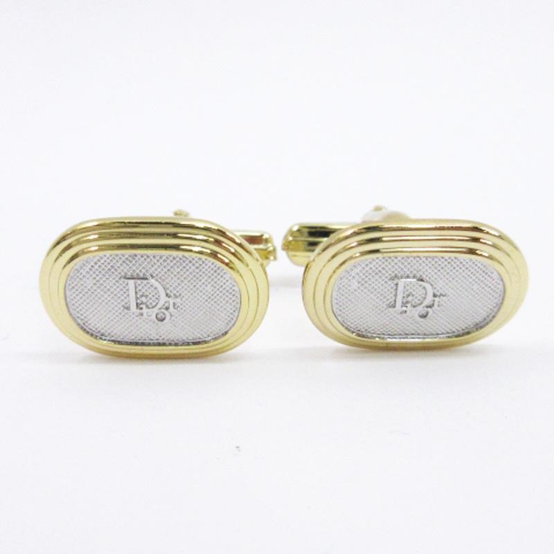 【美品】Dior　ディオール　カフス・タイピンセット　ゴールド　メッシュスクエア Christian Dior クリスチャンディオール ロゴ カフス タイピン