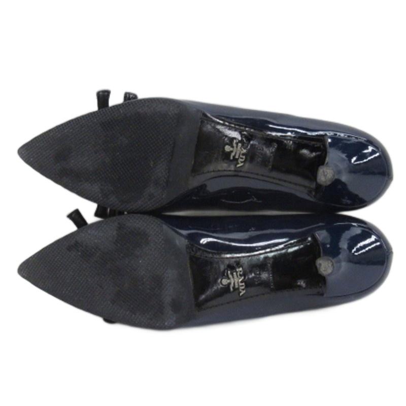 プラダ PRADA リボンモチーフ エナメル パンプス ポインテッドトゥ  