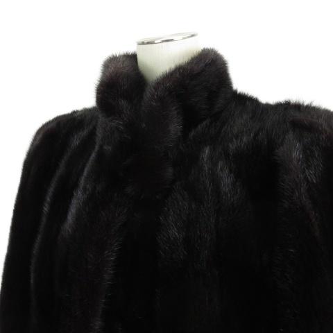 銀サガ ミンク ファー コート ジャケット ハーフ ミディアム 15 ダーク