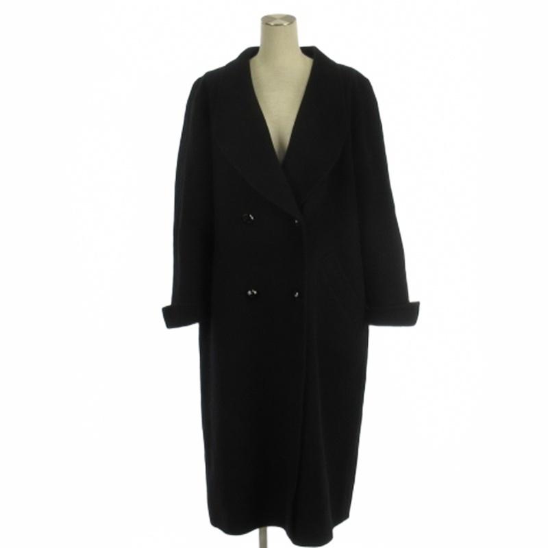 レリアン Leilian カシミヤ100％ チェスターコート ロング ブラック 9  
