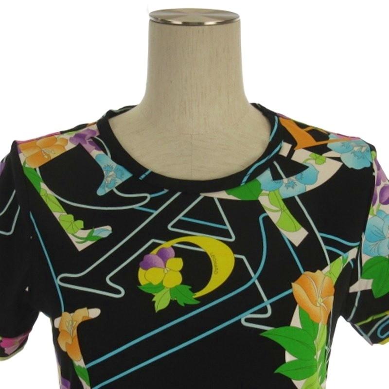 レオナール花柄 総柄トップス カットソー 半袖Tシャツ綿１００％ サイズＭ レオナール 切替トップス Mサイズ 花柄 綿100% 半袖 マルチカラー 美品