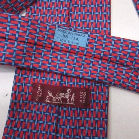 HERMES（エルメス） ネクタイ 総柄 2本セット レッド系 ネイビー系