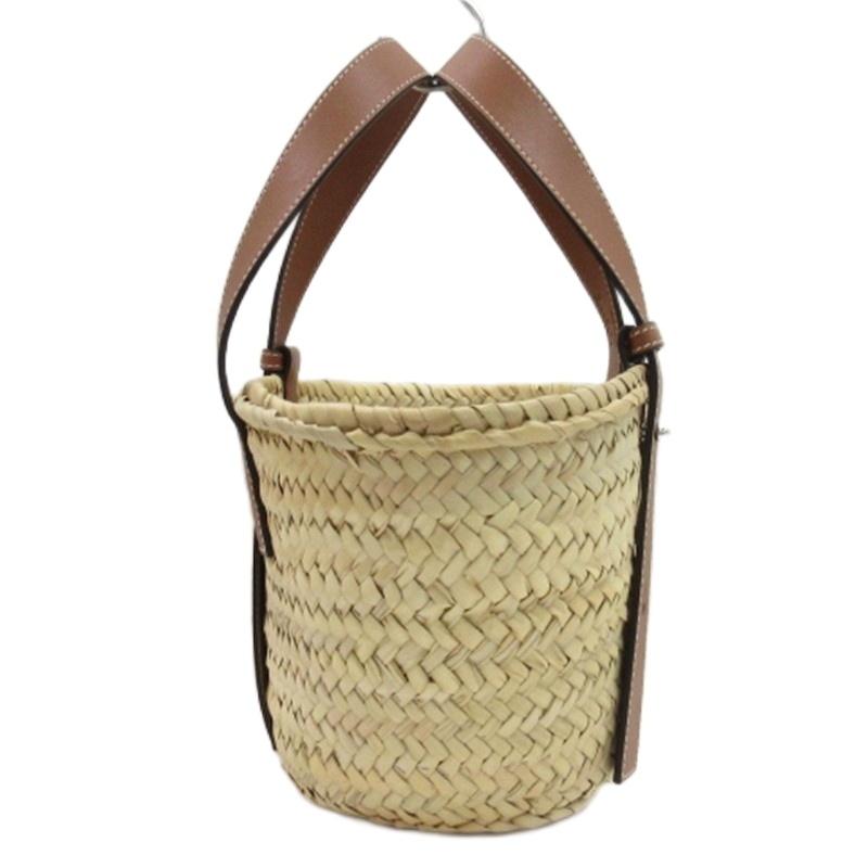 ロエベ アナグラム　かごバッグ ハンドバッグ ベージュ　ホワイト ラフィア LOEWE（ロエベ） アナグラム ラフィア かごバッグ バスケット