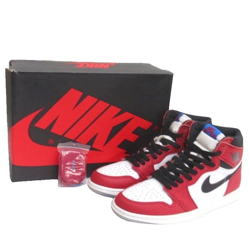 【中古】ナイキ NIKE × Spiderman Air Jordan 1 エアジョーダン1 スニーカー 555088-602 26cm ☆AA★ ■GY51 NIKE（ナイキ） × Spiderman Air Jordan 1 Origin Story Gym Red エア
