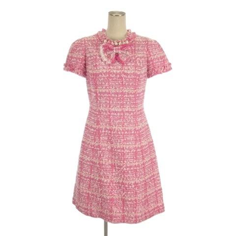 エムズグレイシー M'S GRACY ツイード ワンピース ひざ丈 半袖