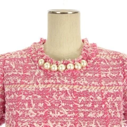 エムズグレイシー M'S GRACY ツイード ワンピース ひざ丈 半袖