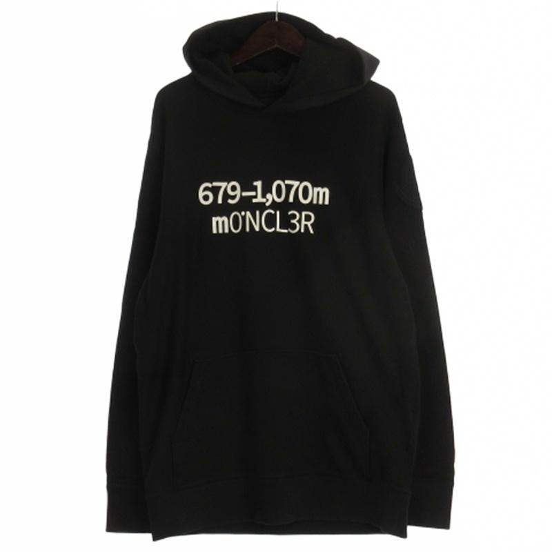 【中古】モンクレール MONCLER ジーニアス 1952 MAGLIA GON CAPPUCCIO ロゴ スウェット パーカー プリント ブラック 2 MONCLER（モンクレール） ジーニアス 1952 MAGLIA GON CAPPUCCIO ロゴ