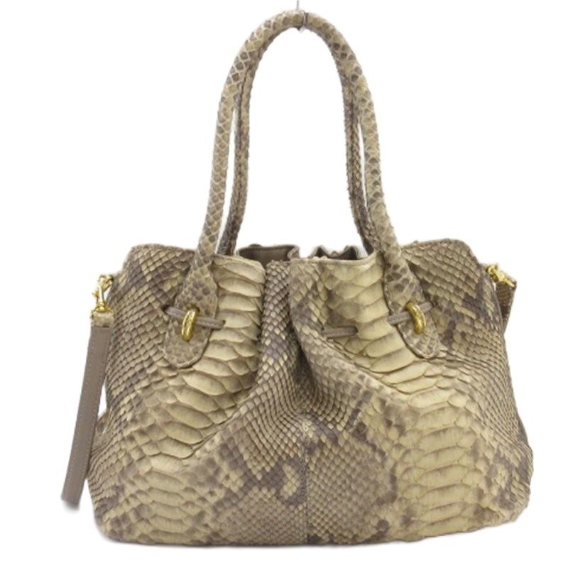 アイボリー レザー ハンドバッグ ANKH JET パイソン ショルダーバッグ ハンドバッグ レザー アイボリー