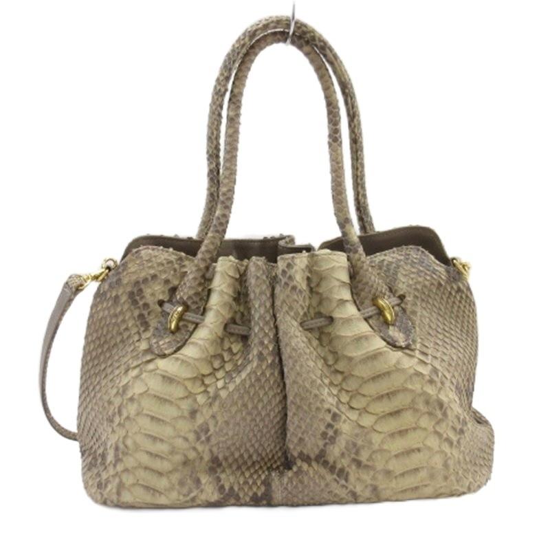 ANKH JET パイソン ショルダーバッグ ハンドバッグ レザー アイボリー
