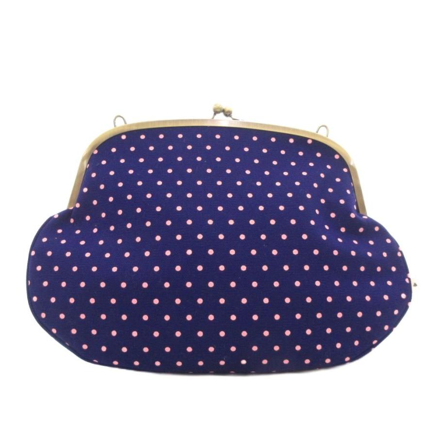 あやの小路 AYANOKOJI 美品 がま口 ショルダーバッグ 青 ブルー 白