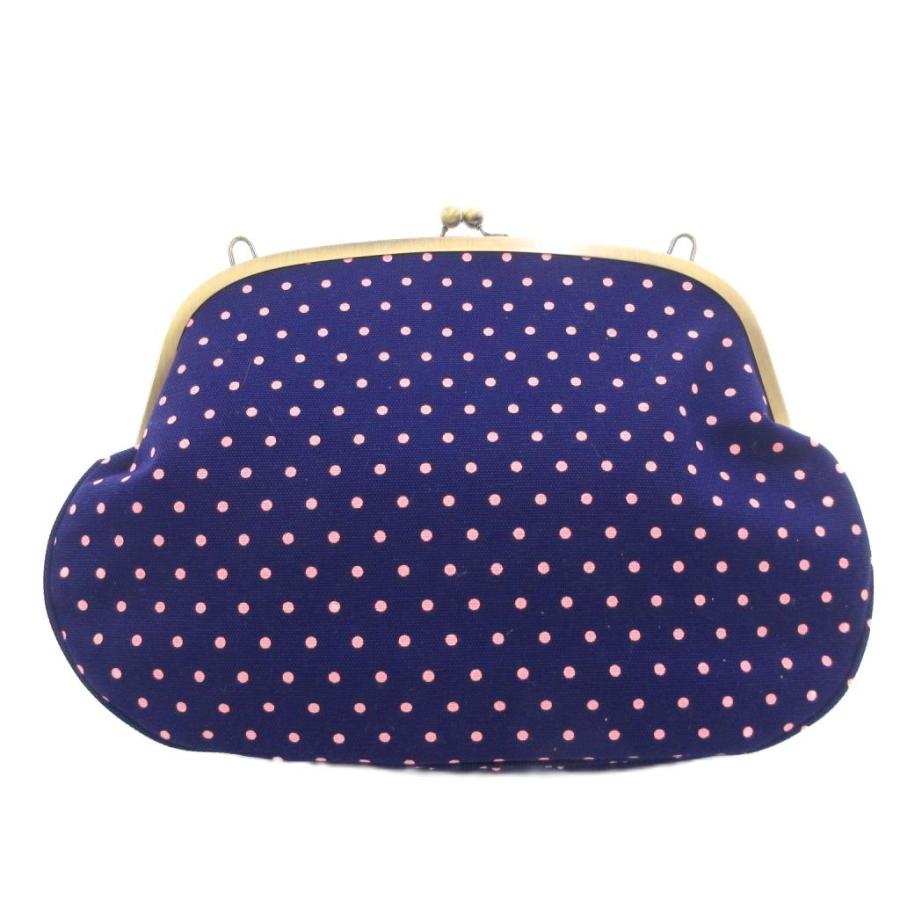 あやの小路 AYANOKOJI 美品 がま口 ショルダーバッグ 青 ブルー 白