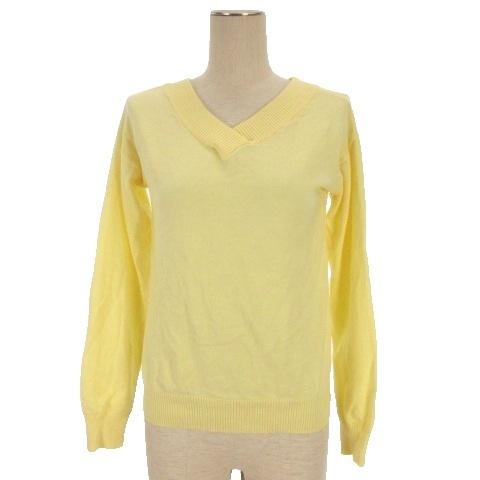 レリアン Leilian ニット Vネック カットソー セーター 長袖 イエロー