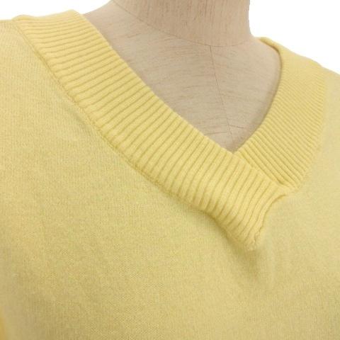 レリアン Leilian ニット Vネック カットソー セーター 長袖 イエロー