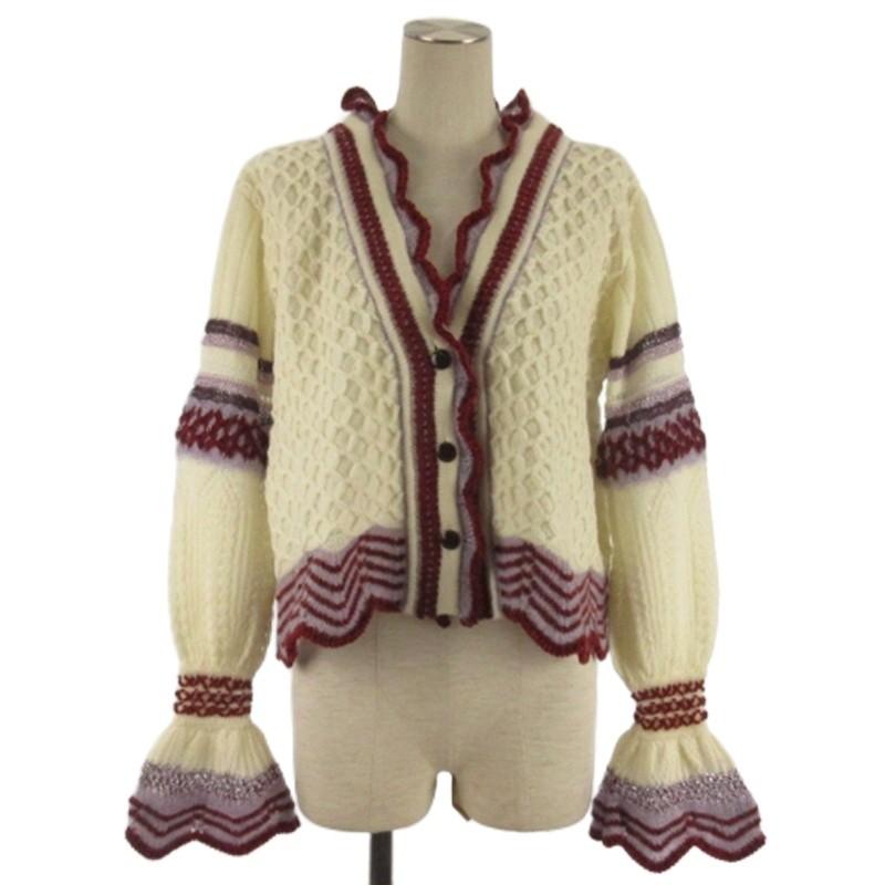 マメクロゴウチ Mame Kurogouchi Lace Knitting Cardigan モヘヤ