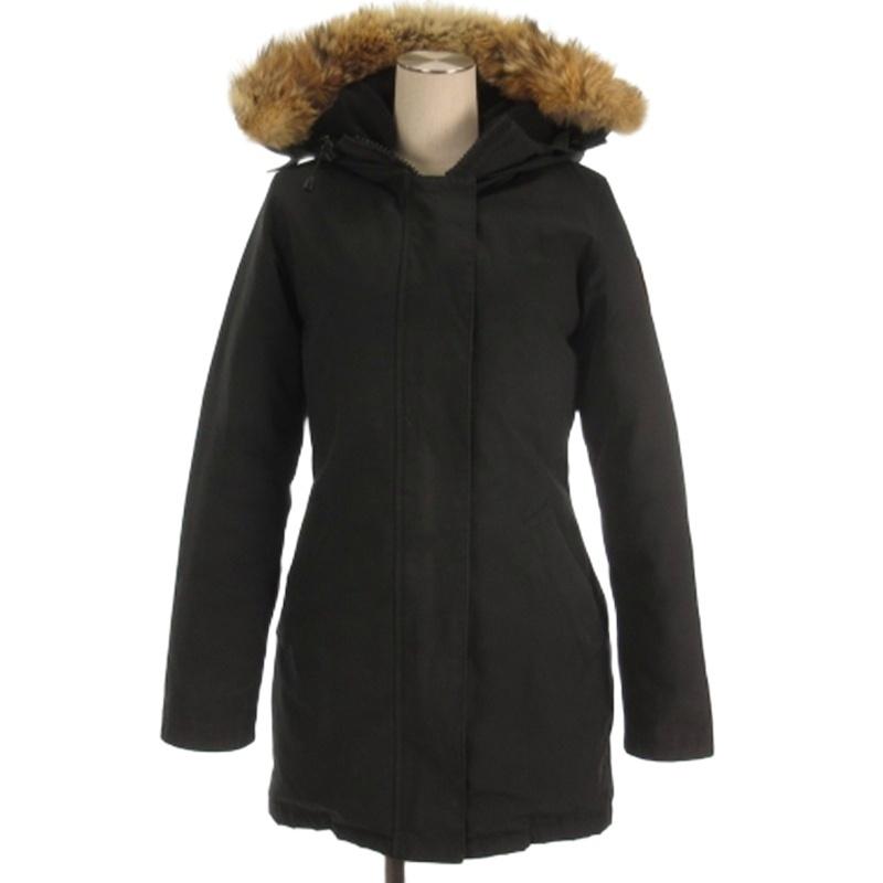 【中古】カナダグース ヴィクトリアパーカー ダウン コート コヨーテファー 3037L ブラック XS レディース カナダグース CANADA GOOSE VICTORIA PARKA ヴィクトリアパーカー