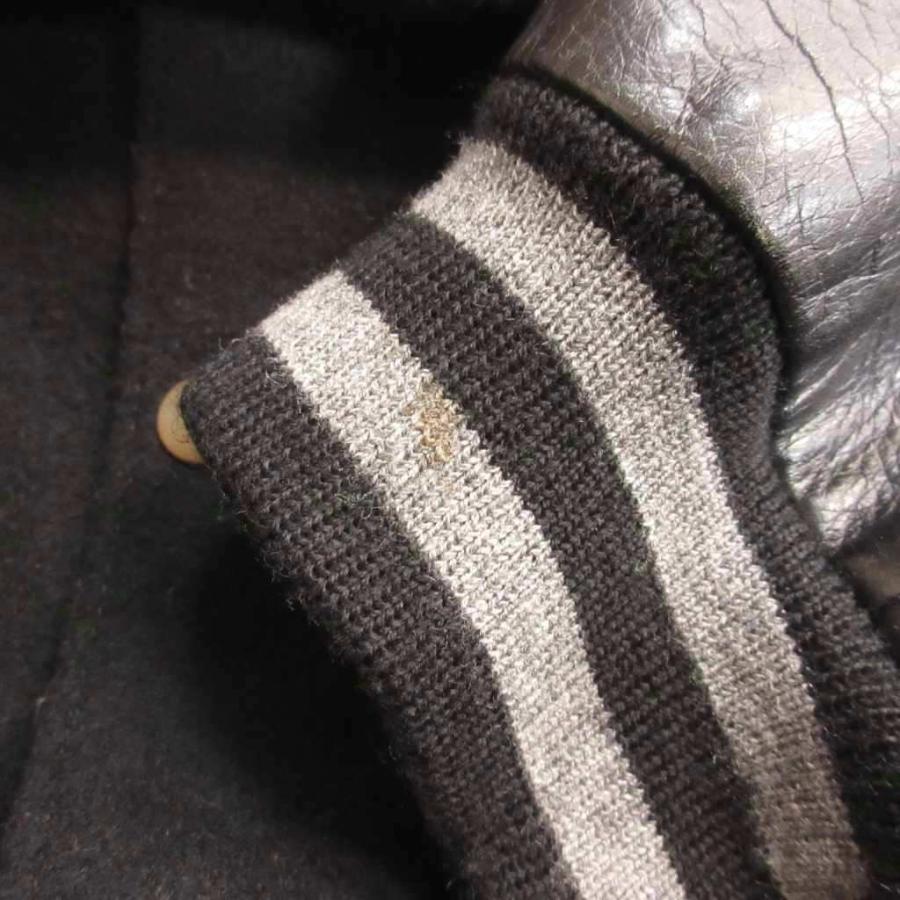 ビギ BIGI ウール スタジャン ジャケット レザーアーム ヴィンテージ M ブラック メンズ