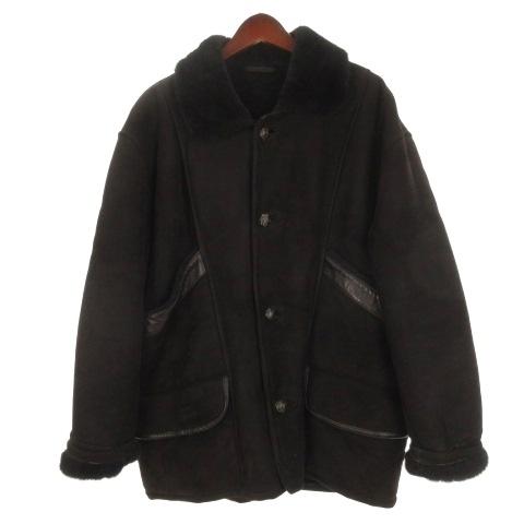 圧巻 セラファン ムートン コート ブラック 48 ゼラールスポーツ パッチワークデザイン リバーシブル仕立て スタンド