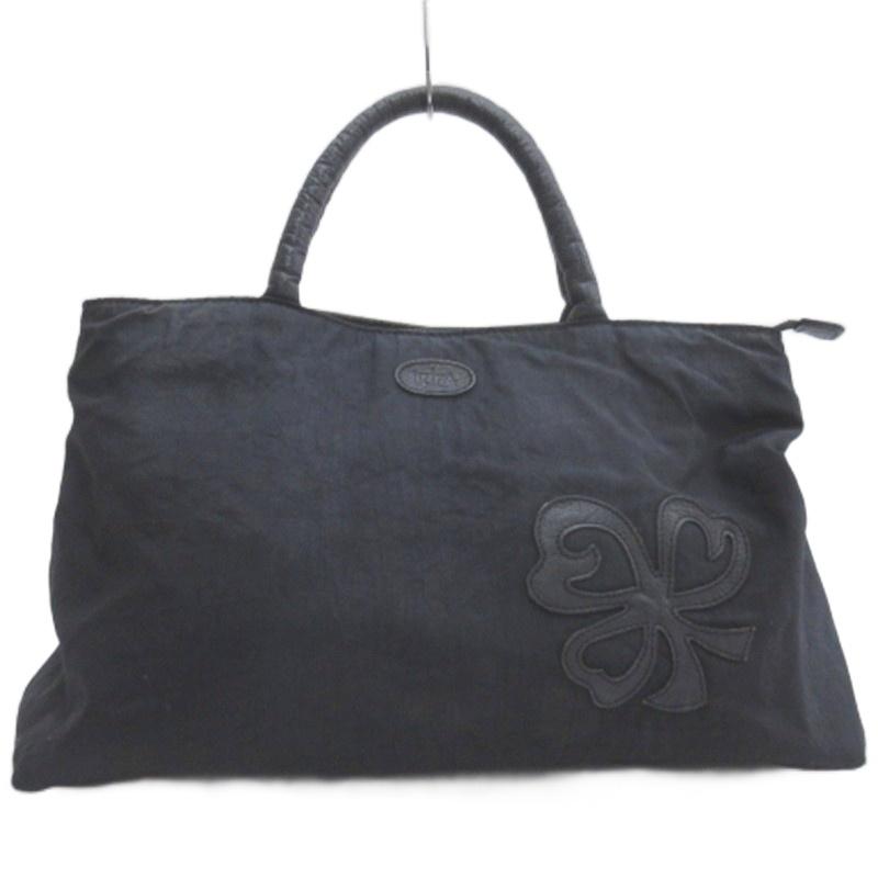 イビサ IBIZA ナイロン ハンドバッグ パッチ ブラック □FF レディース