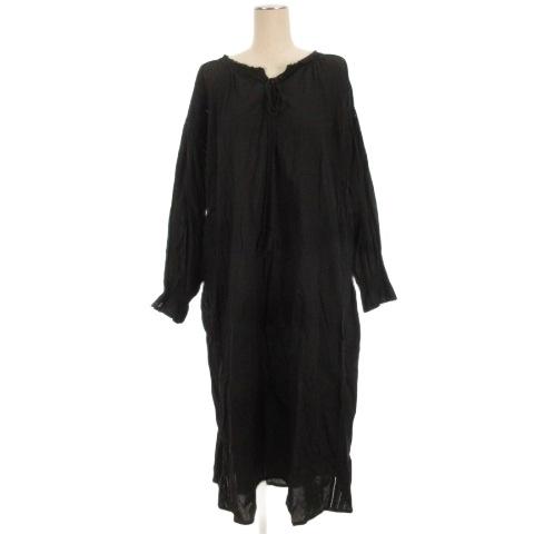 イチ ichi コットン ワンピース 長袖 レース ブラック 251226E □FF