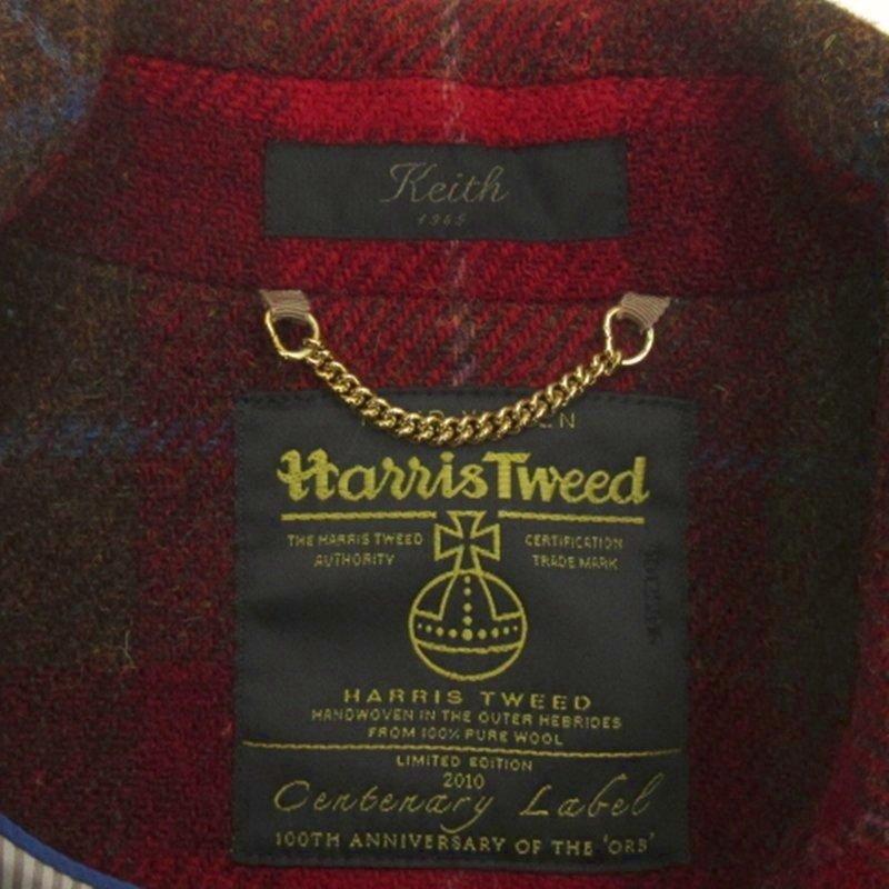 キース KEITH ハリスツイード チェック ショート コート レッド 48