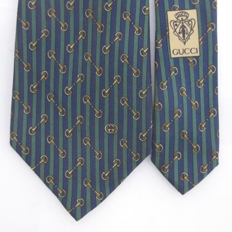 GUCCI（グッチ） 総柄 レギュラー ネクタイ シルク グリーン □FF