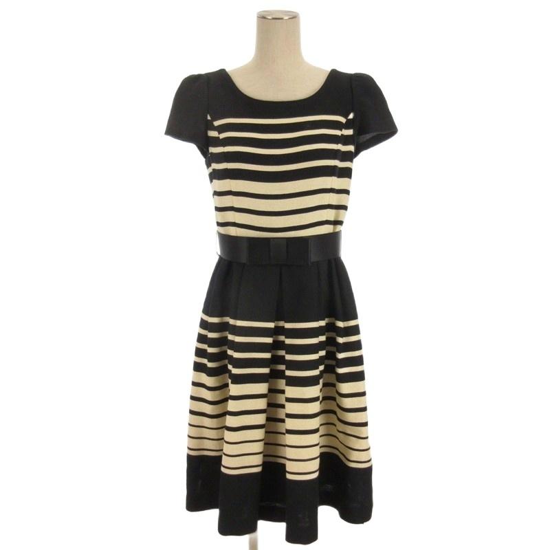 エムズグレイシー M'S GRACY ボーダー ニット ワンピース ひざ丈 半袖