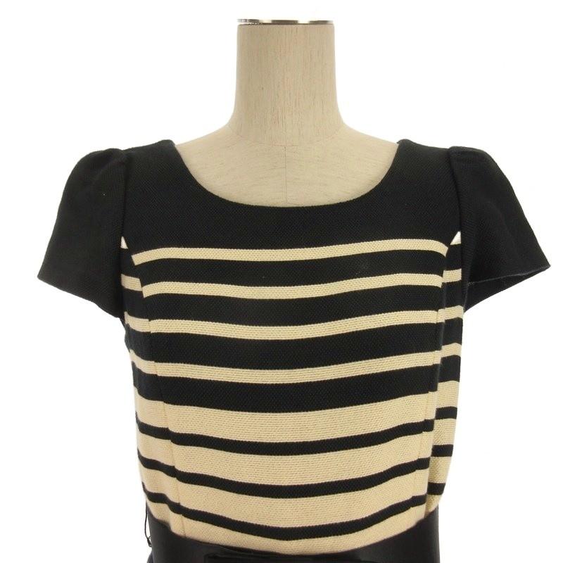 M'S GRACY エムズグレイシー 袖ボーダー切り替えニットワンピース エムズグレイシー M'S GRACY ボーダー ニット ワンピース ひざ丈 半袖